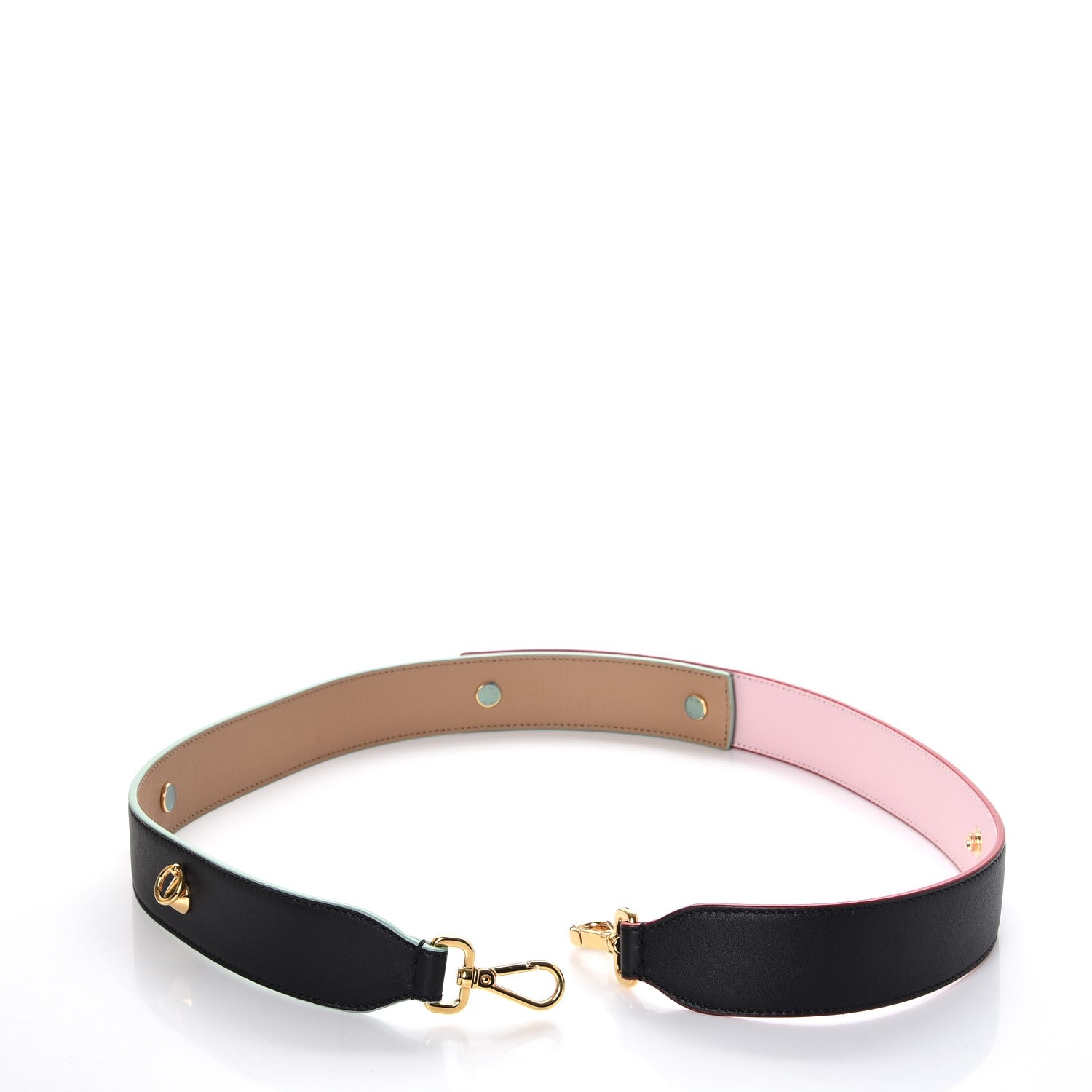 Fendi Vitello Dolce Tri-Color Buttoned Strap You Black Peonia Cuoio 3 of 8