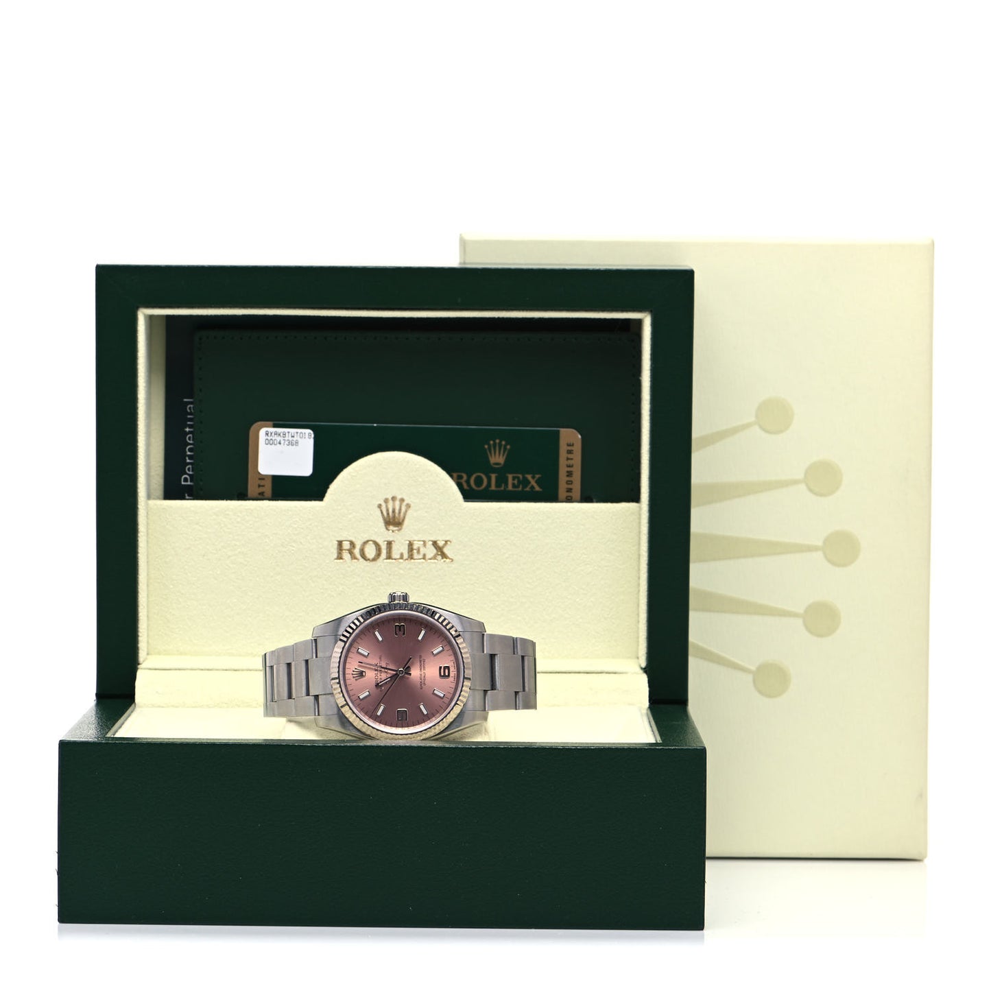 Stainless Steel 18K White Gold 34mm Air-King Oyster Perpetual Watch Pink 114234