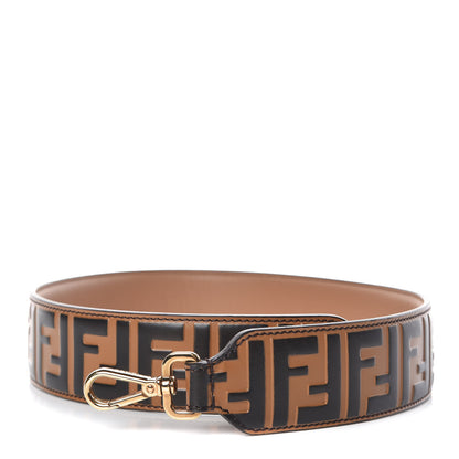 Fendi Calfskin FF 1974 Embossed Strap You Tobacco Black 1 of 9