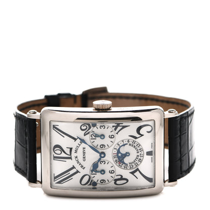 Franck Muller 18K White Gold Alligator 39mm Long Island Master Banker Lunar Automatic Watch 1250MBLDT 2 of 5