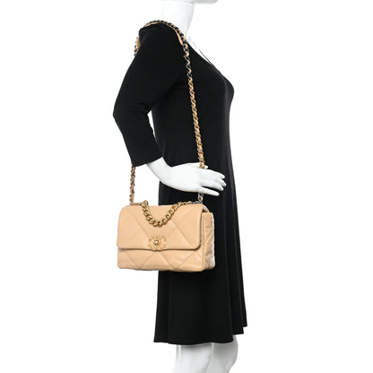 Chanel Lambskin Quilted Medium Chanel 19 Flap Beige 2 of 11