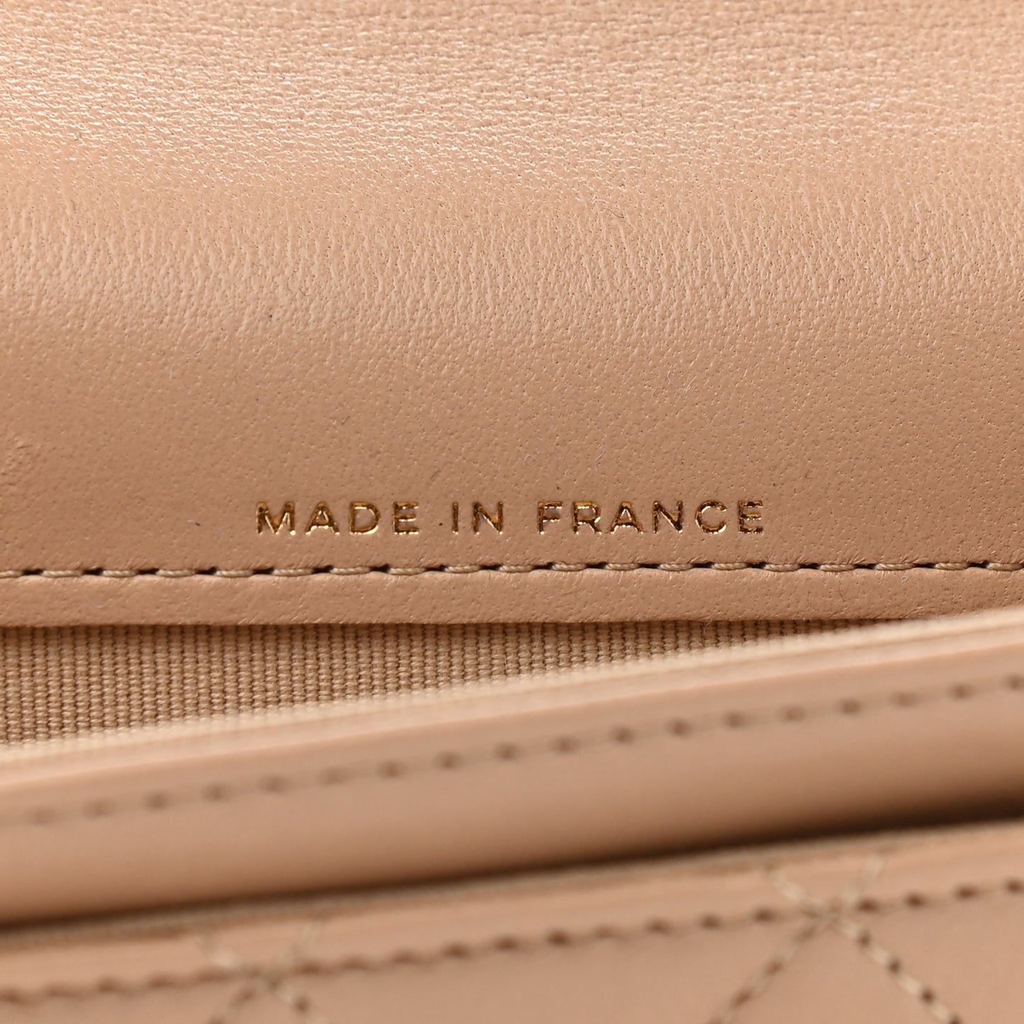 Lambskin Quilted Flap Card Holder Wallet Beige