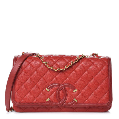 Chanel Caviar Quilted Medium CC Filigree Flap Red 1 of 12