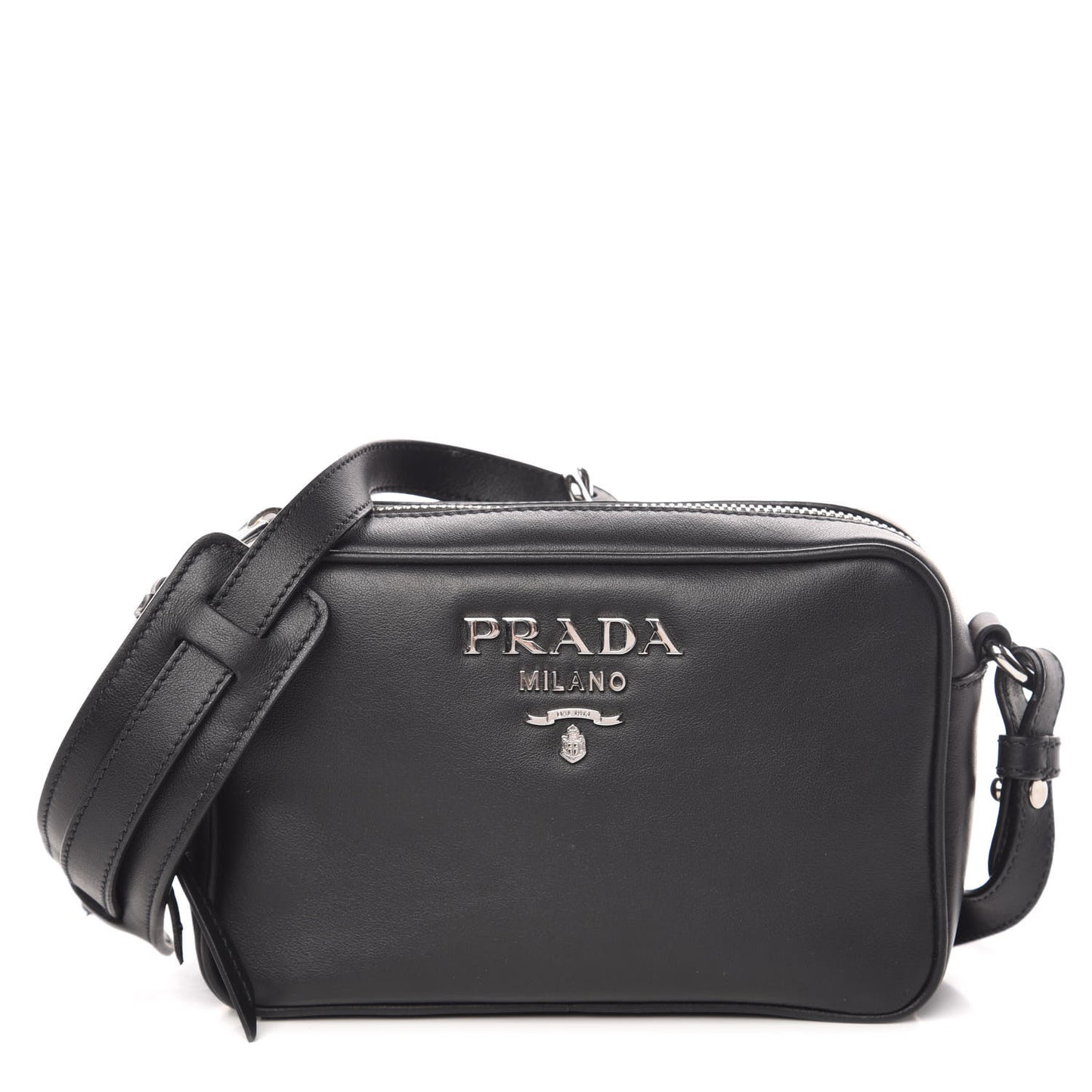 Soft Calfskin Camera Crossbody Bag Black