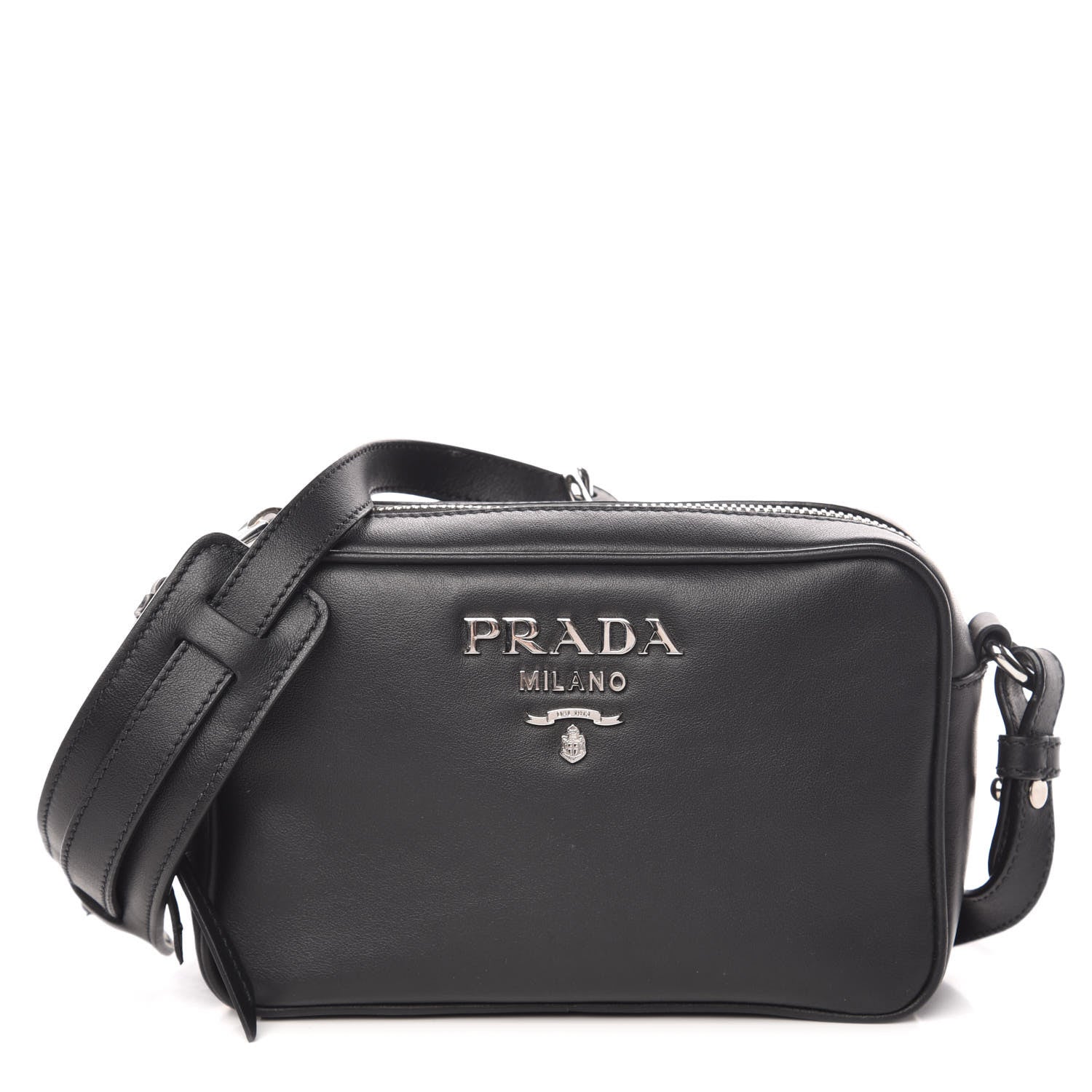 Prada Soft Calfskin Camera Crossbody Bag Black 1 of 10