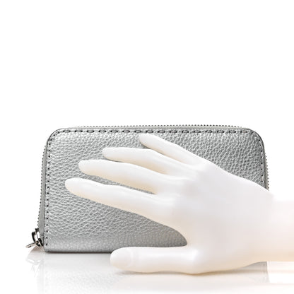 Fendi Cuoio Romano Lux Selleria Zip Around Wallet Argento 2 of 7