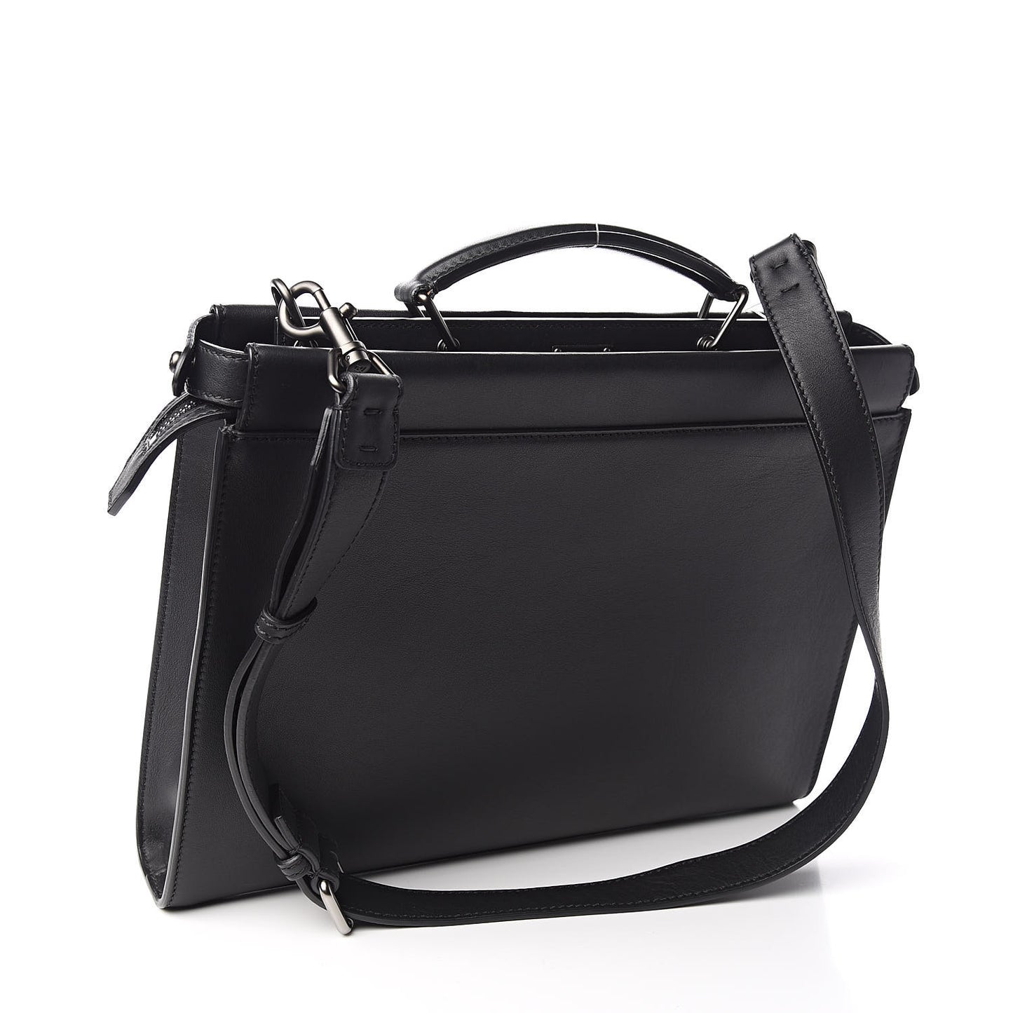 Vitello Grace Opaco Metal Monster Eyes Large Peekaboo Iconic Fit Satchel Black