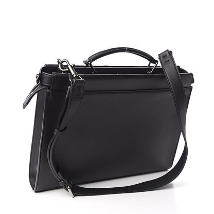 Fendi Vitello Grace Opaco Metal Monster Eyes Large Peekaboo Iconic Fit Satchel Black 3 of 9