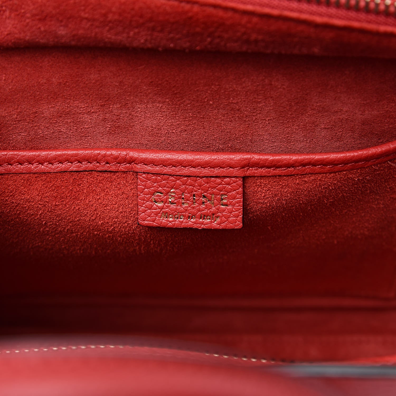 Celine Drummed Calfskin Nano Luggage Coquelicot 6 of 11
