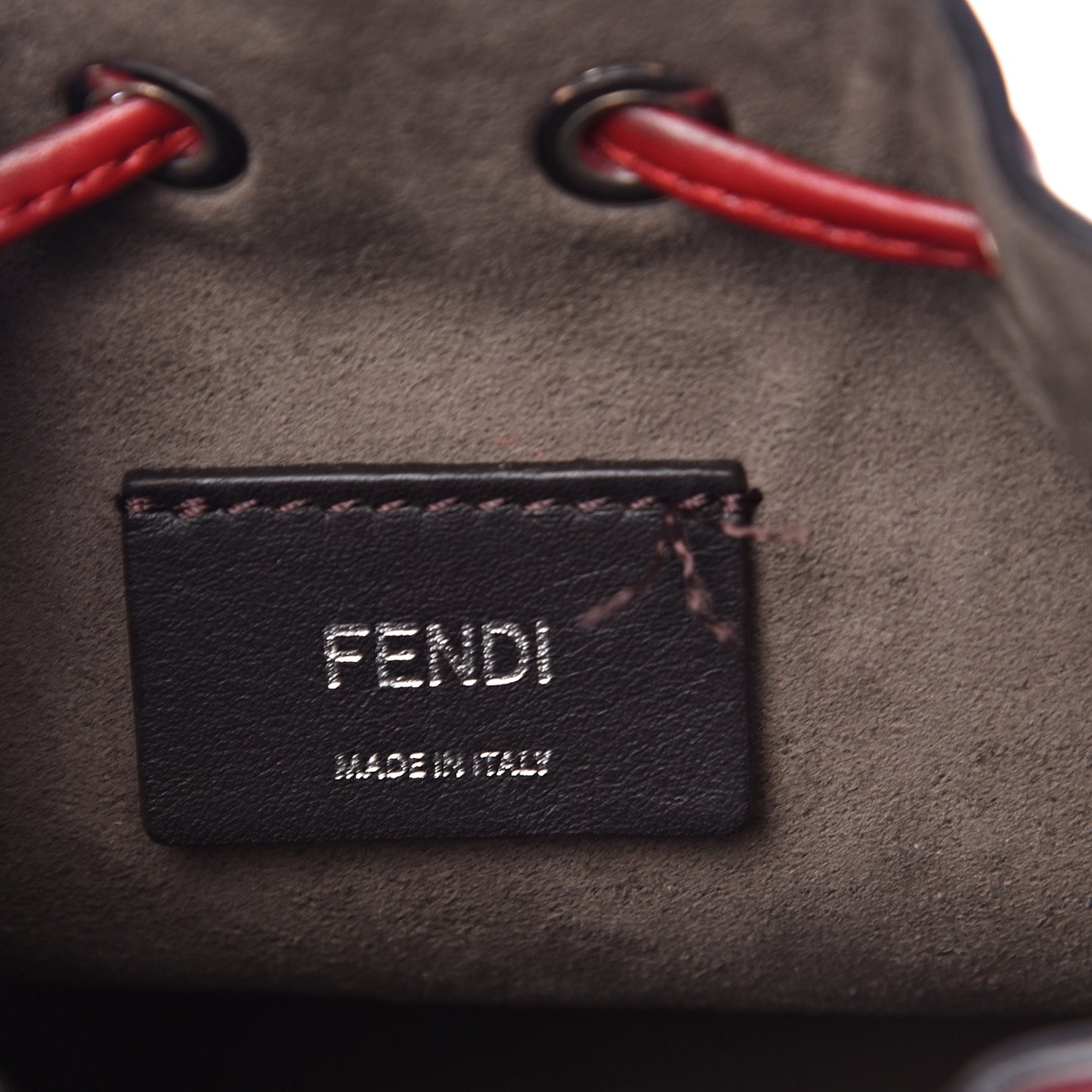 Vitello Liberty F is Fendi FF 1974 Embossed Mini Mon Tresor Bucket Bag Fragola