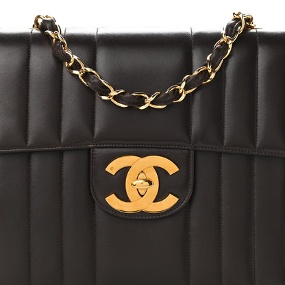 Chanel Lambskin Vertical Quilt Jumbo Single Flap Dark Brown 9 of 11