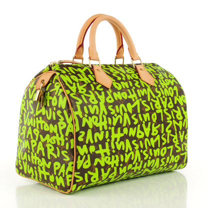 Louis Vuitton Monogram Graffiti Speedy 30 Green 3 of 7