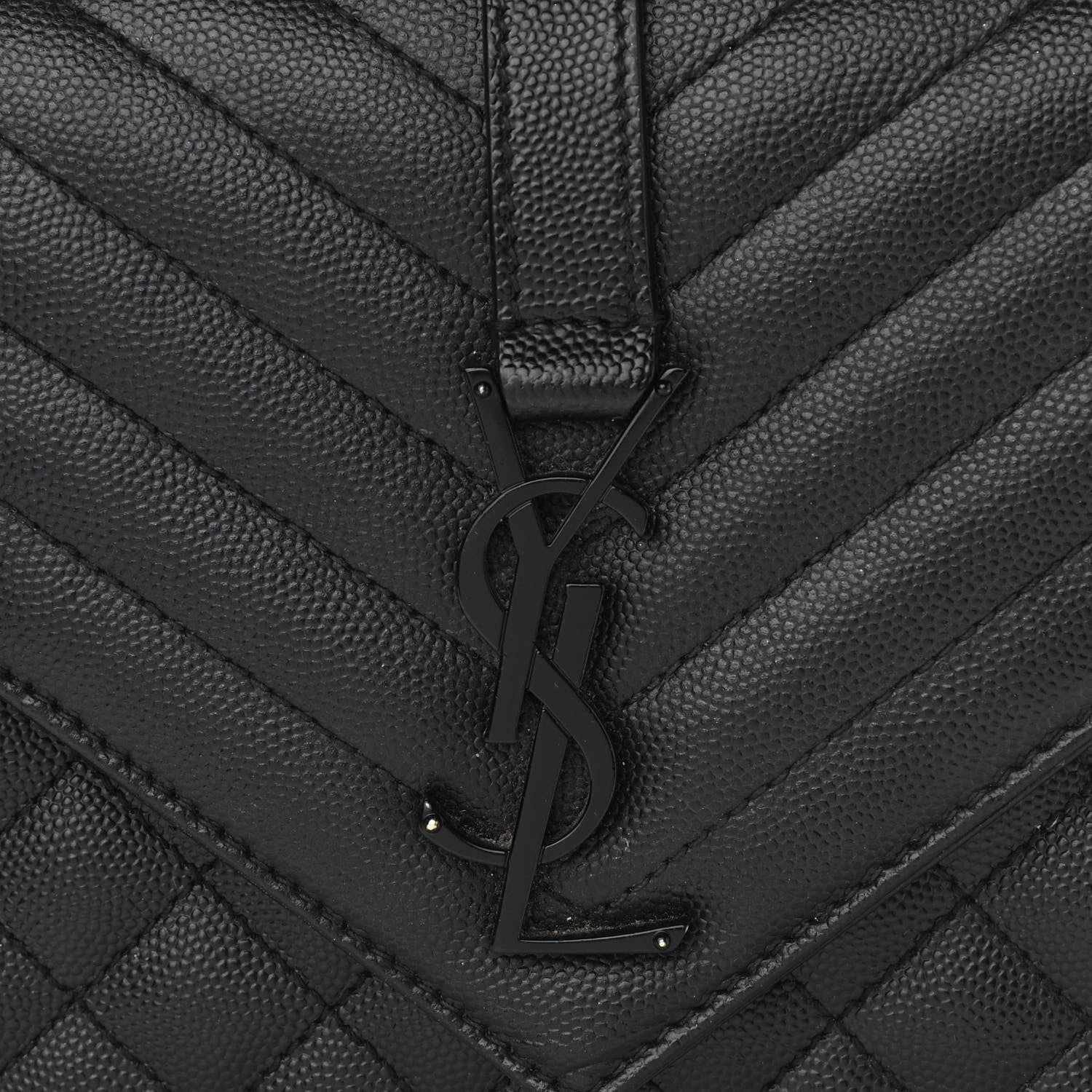 Saint Laurent Grain De Poudre Textured Mixed Matelasse Triquilt Medium Monogram Satchel Black 8 of 16