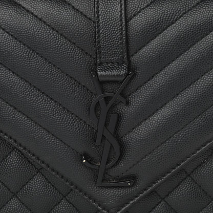 Saint Laurent Grain De Poudre Textured Mixed Matelasse Triquilt Medium Monogram Satchel Black 8 of 16