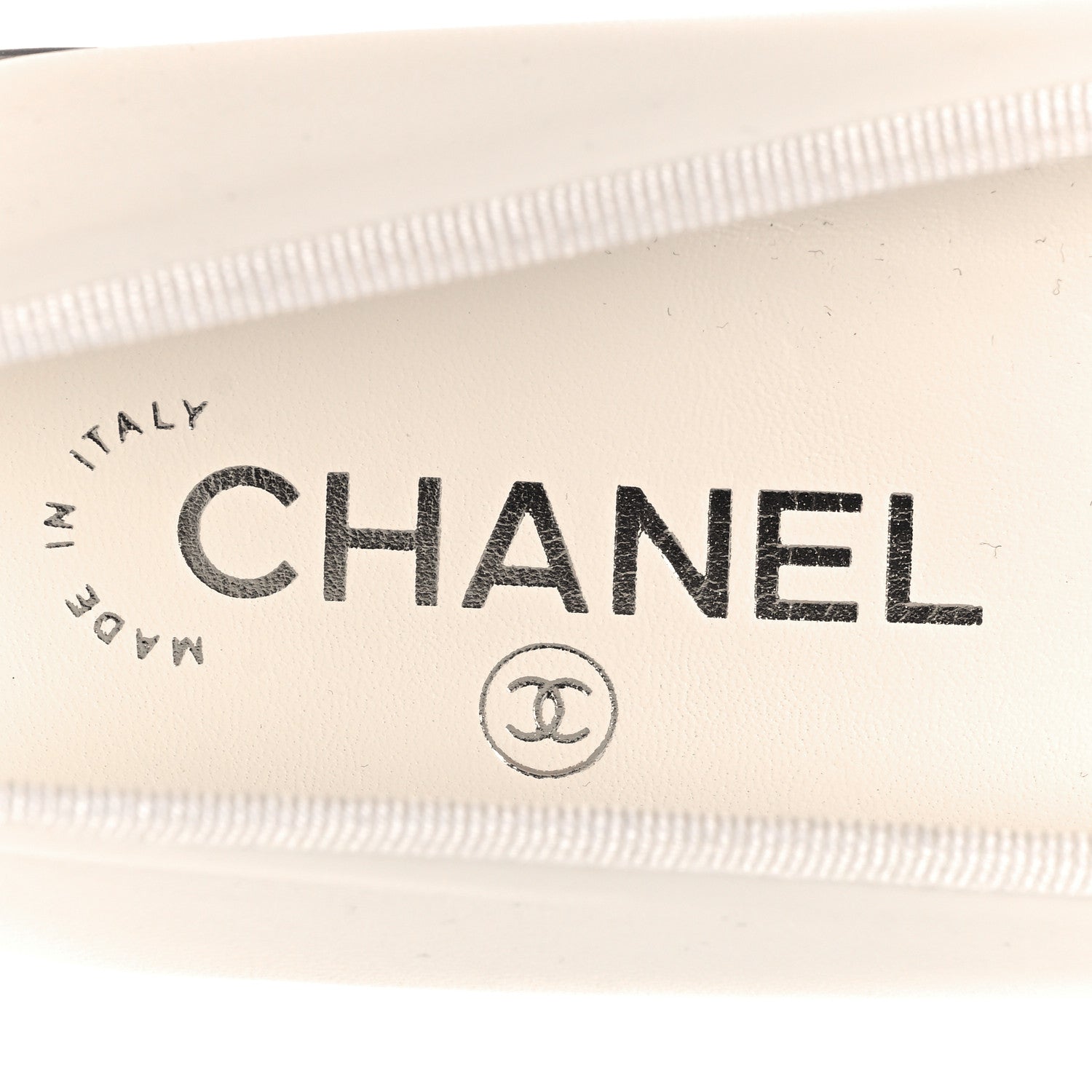 Chanel Lambskin Cap Toe CC Ballerina Flats 38.5 White Black 9 of 10