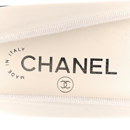 Chanel Lambskin Cap Toe CC Ballerina Flats 38.5 White Black 9 of 10