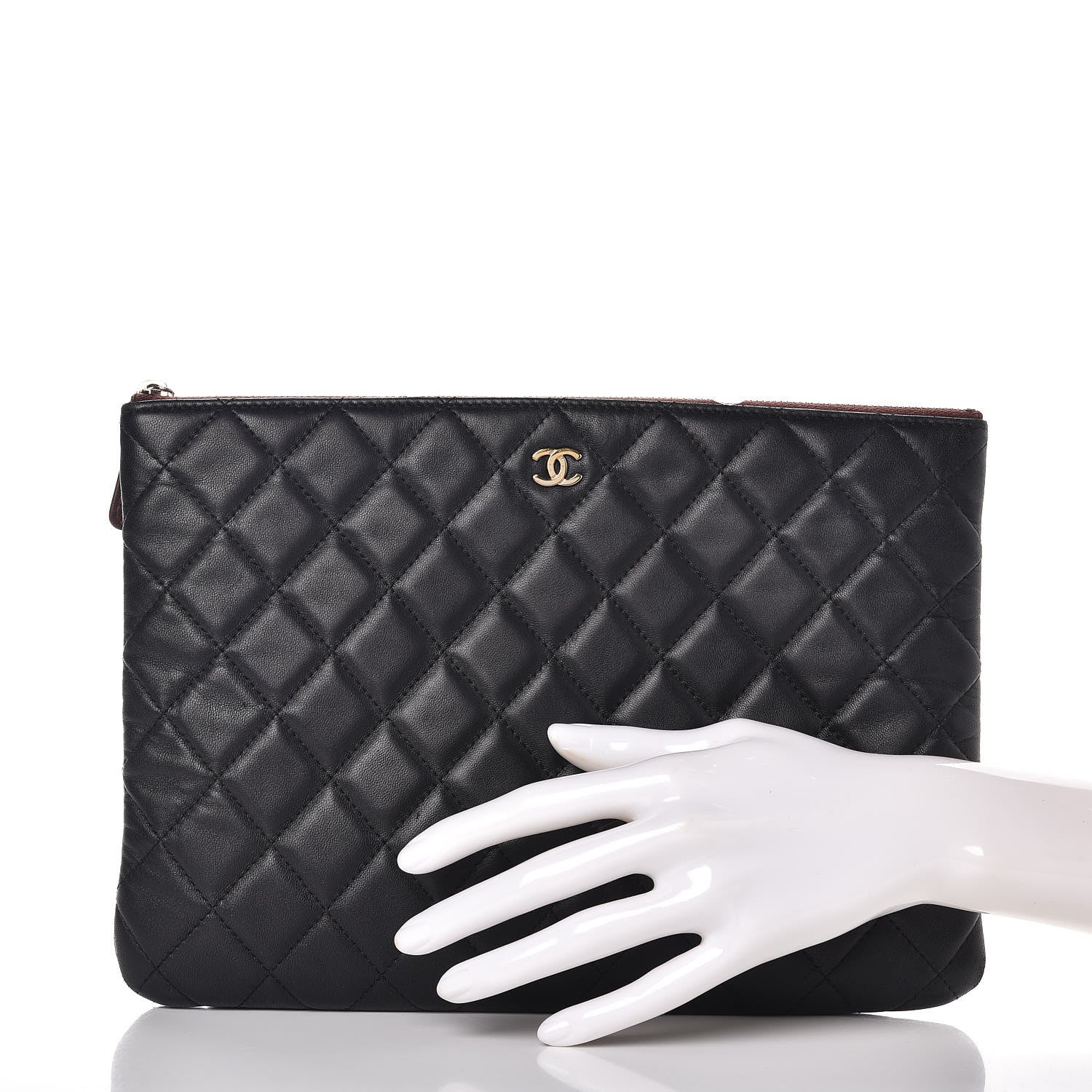 Chanel Lambskin Quilted Medium Cosmetic Case Black 2 of 10