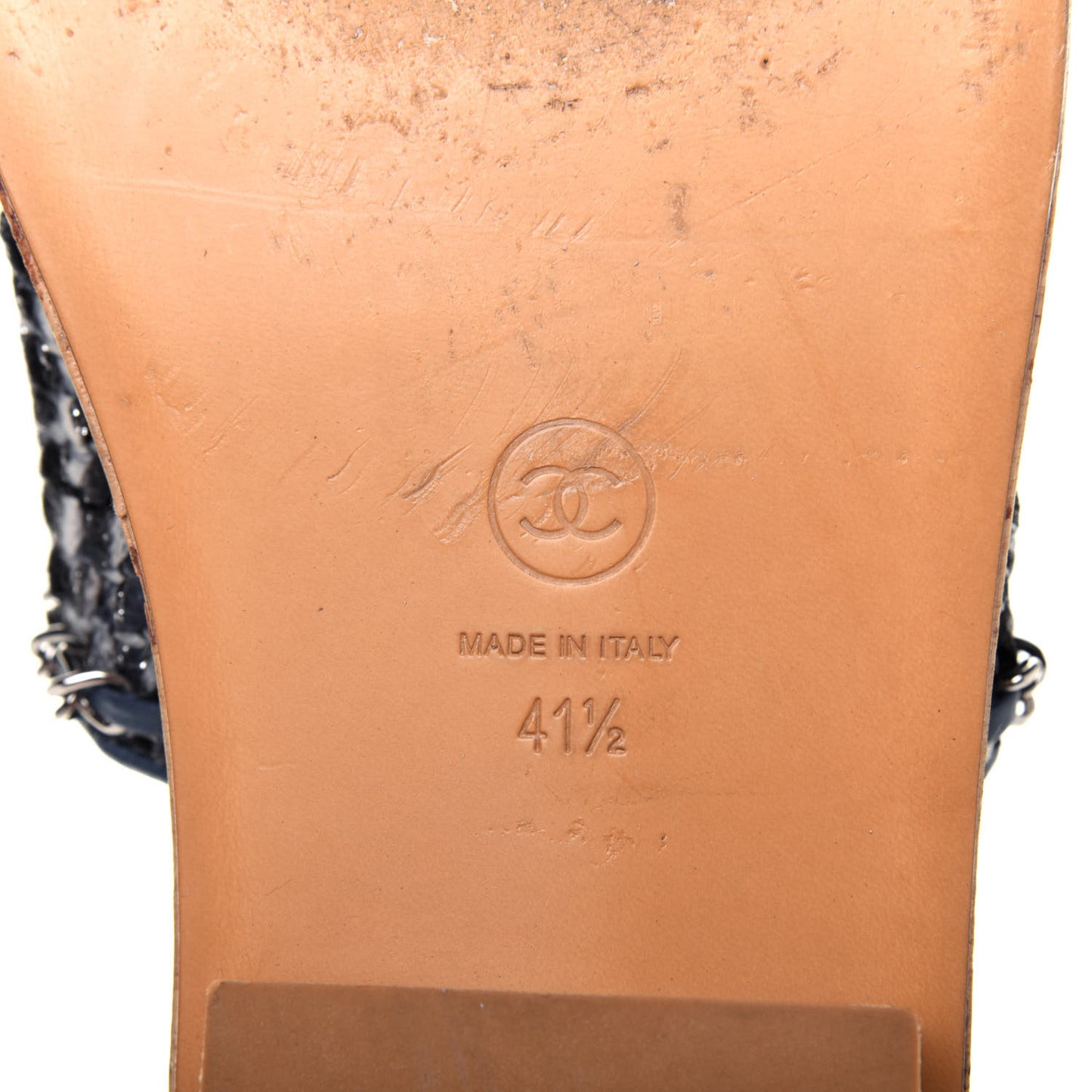 Cork Tweed Chain Mule Slides 41.5 Blue