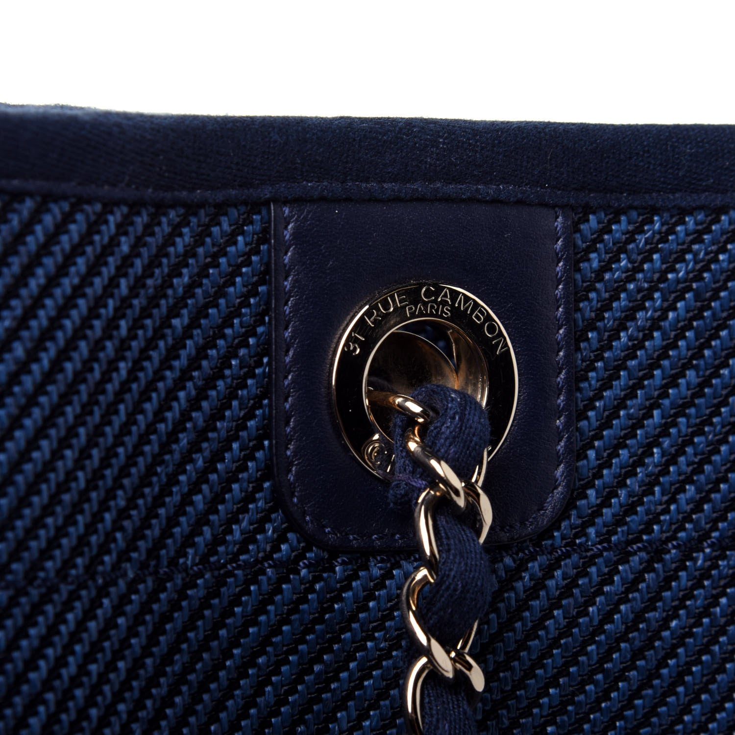 Chanel Mixed Fibers Small Deauville Tote Navy Blue 9 of 10