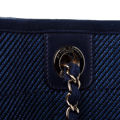 Chanel Mixed Fibers Small Deauville Tote Navy Blue 9 of 10