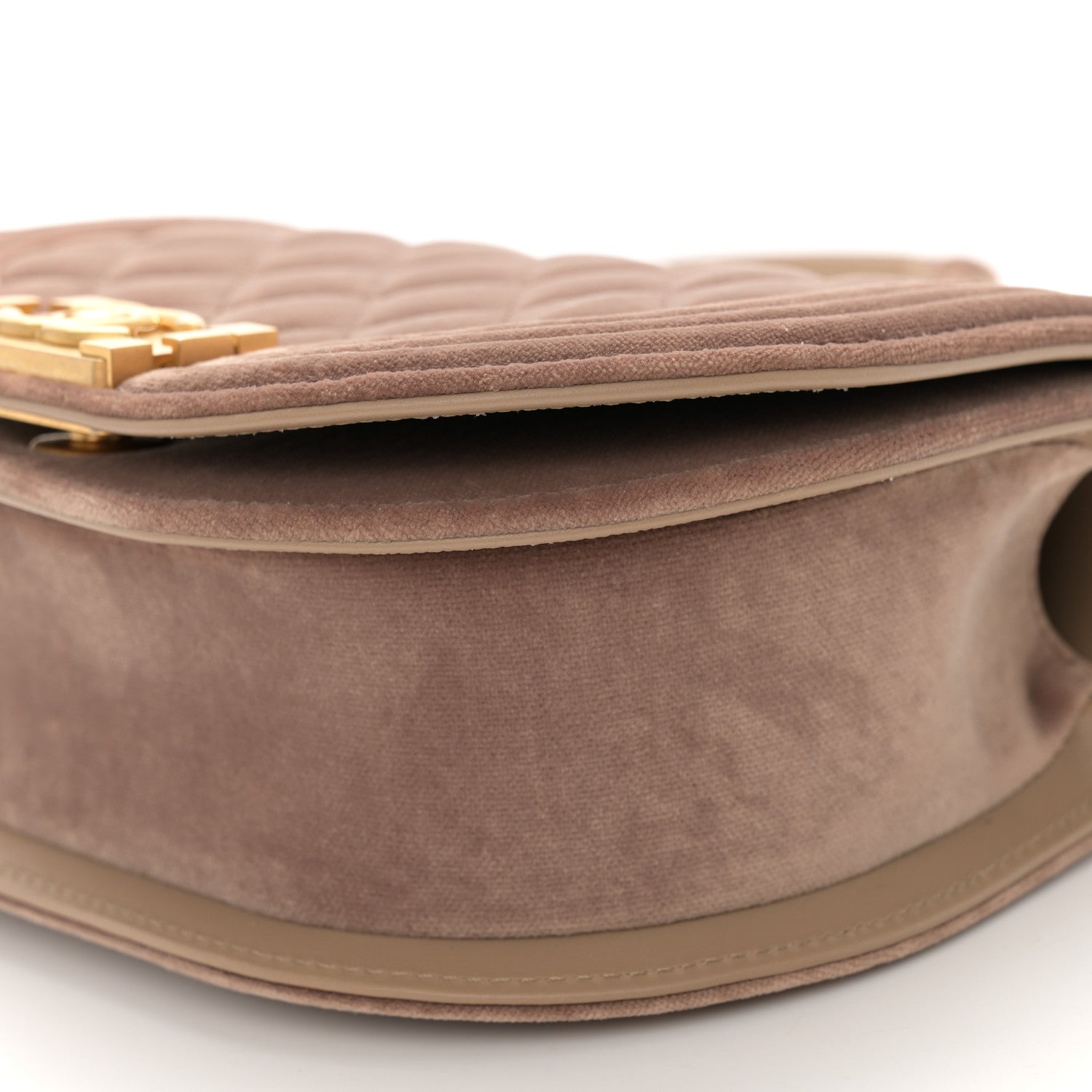 Chanel Velvet Quilted Small Boy Messenger Bag Beige 10 of 11