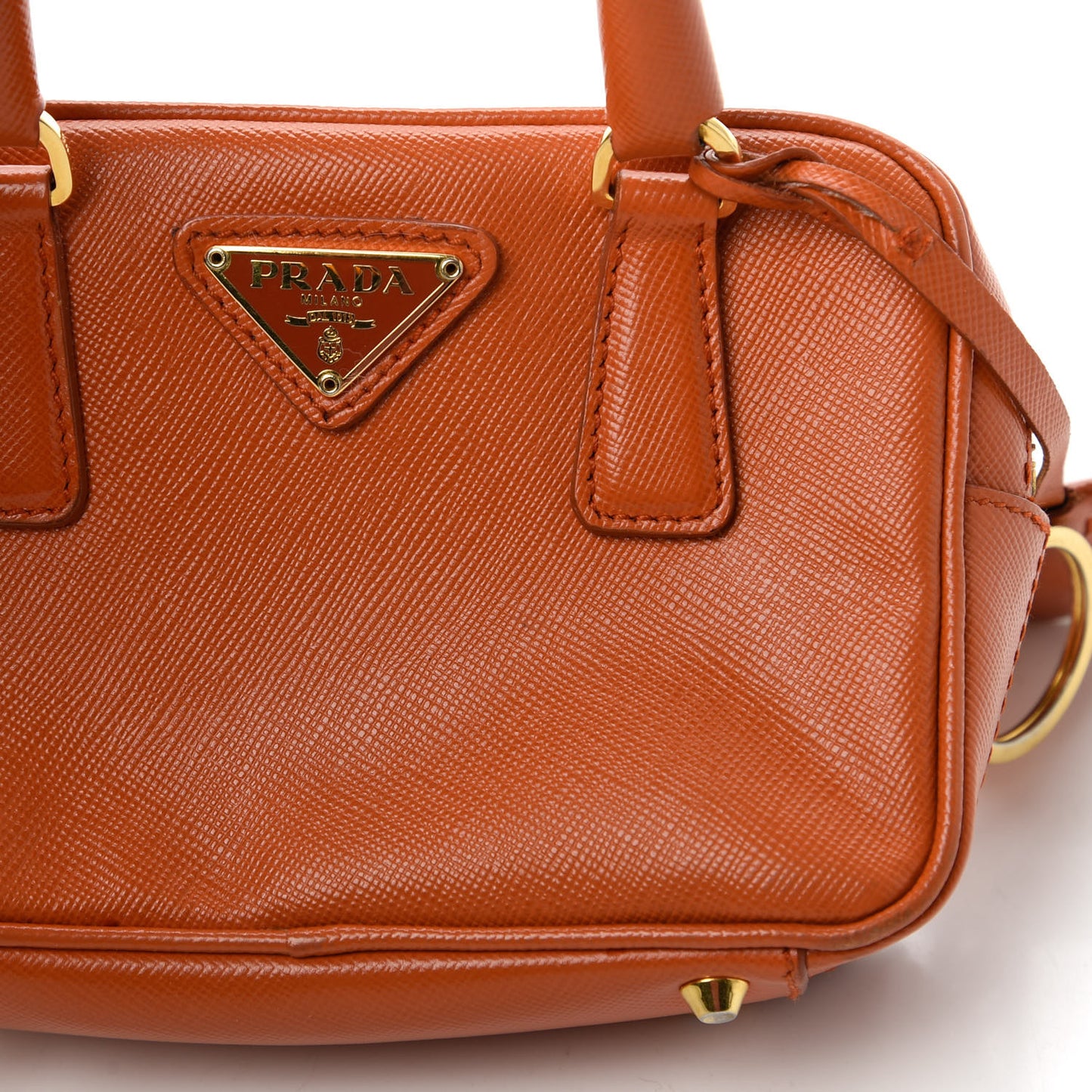 Saffiano Lux Mini Top Handle Crossbody Bag Papaya