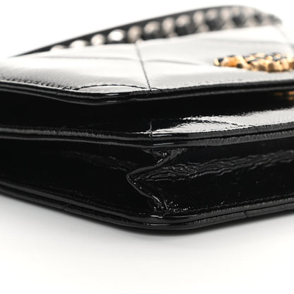 Chanel Shiny Crumpled Calfskin Quilted Chanel 19 Wallet On Chain WOC Black 10 of 14