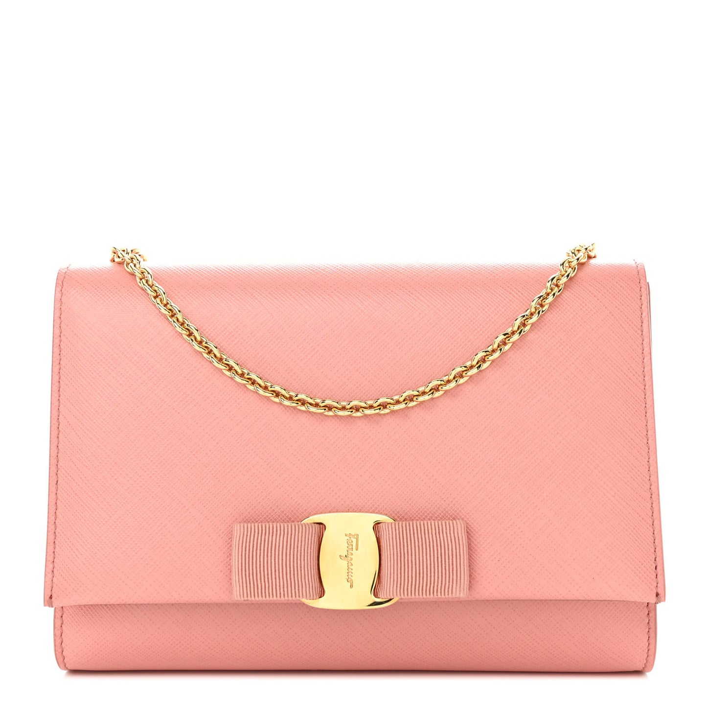 Hammered Calfskin Mini Miss Vara Bow Chain Bag Pink