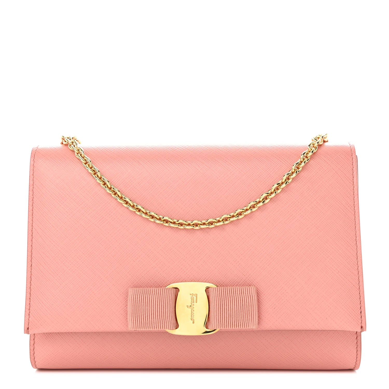 Salvatore Ferragamo Hammered Calfskin Mini Miss Vara Bow Chain Bag Pink 1 of 12