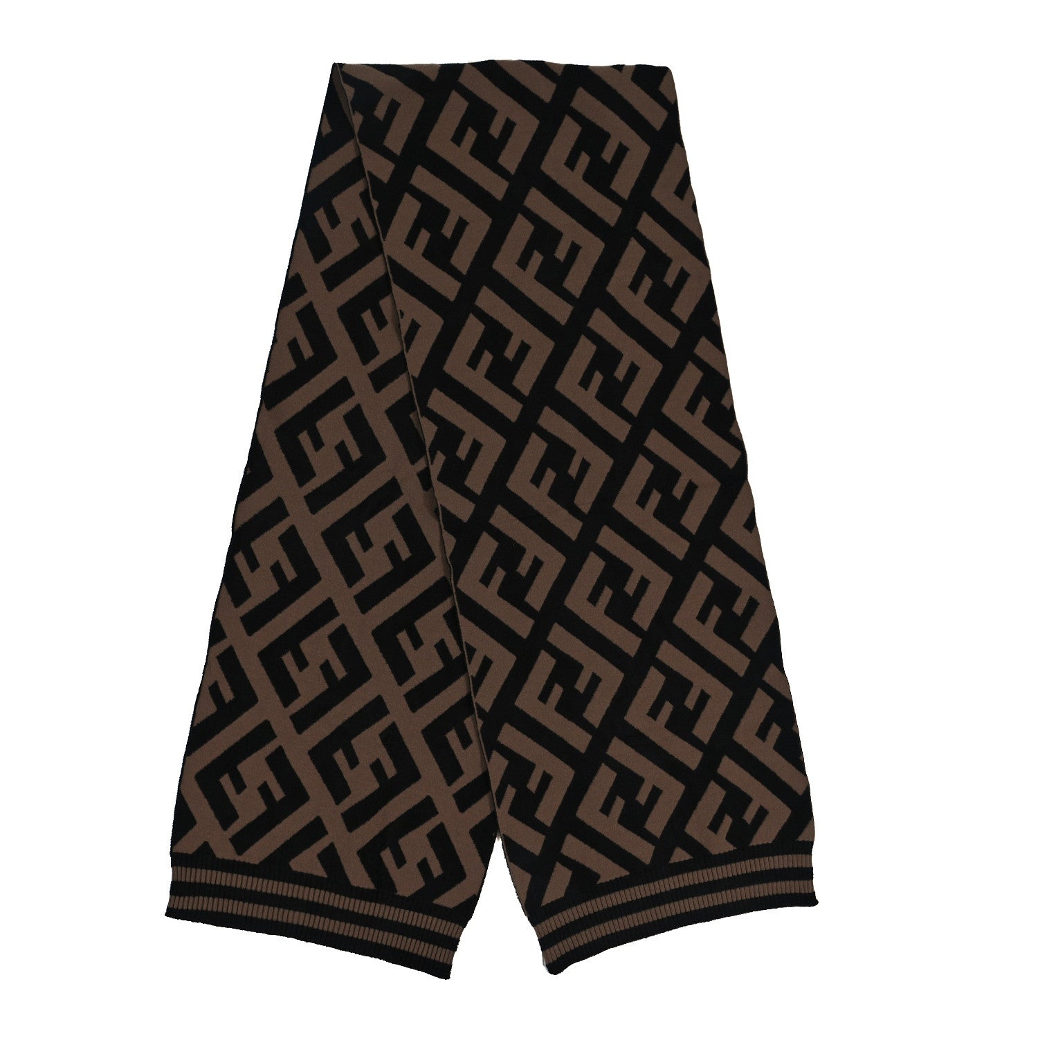 Fendi Wool FF Print Shawl Brown 2 of 3