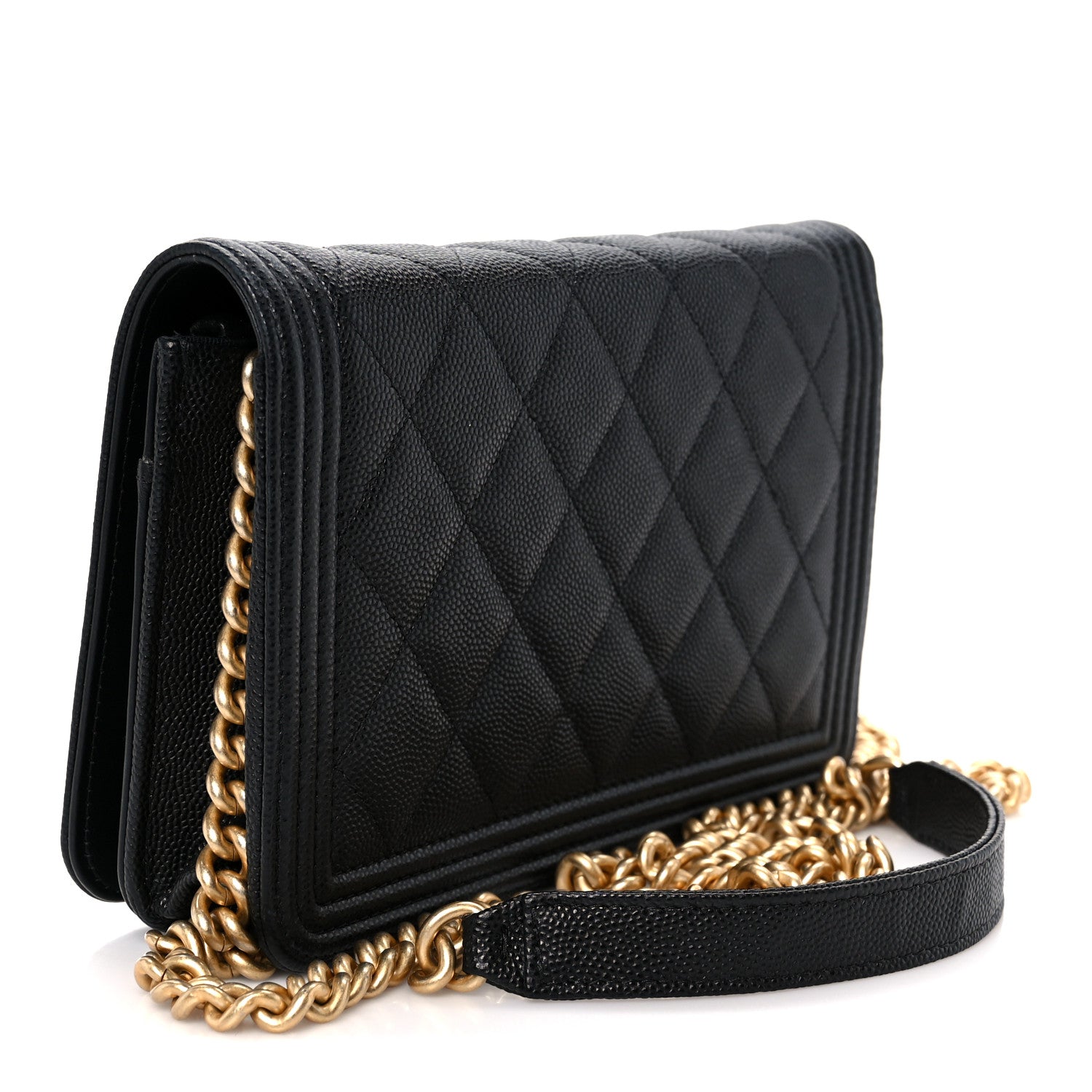 Chanel Caviar Quilted Boy Wallet On Chain WOC Black 3 of 13