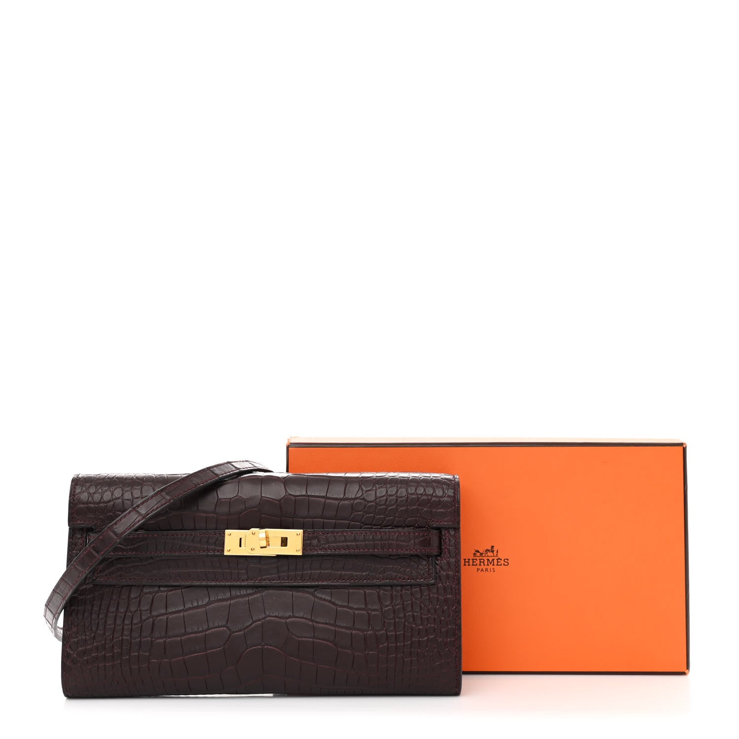 Hermes Matte Alligator Kelly Wallet To Go Bordeaux 14 of 14