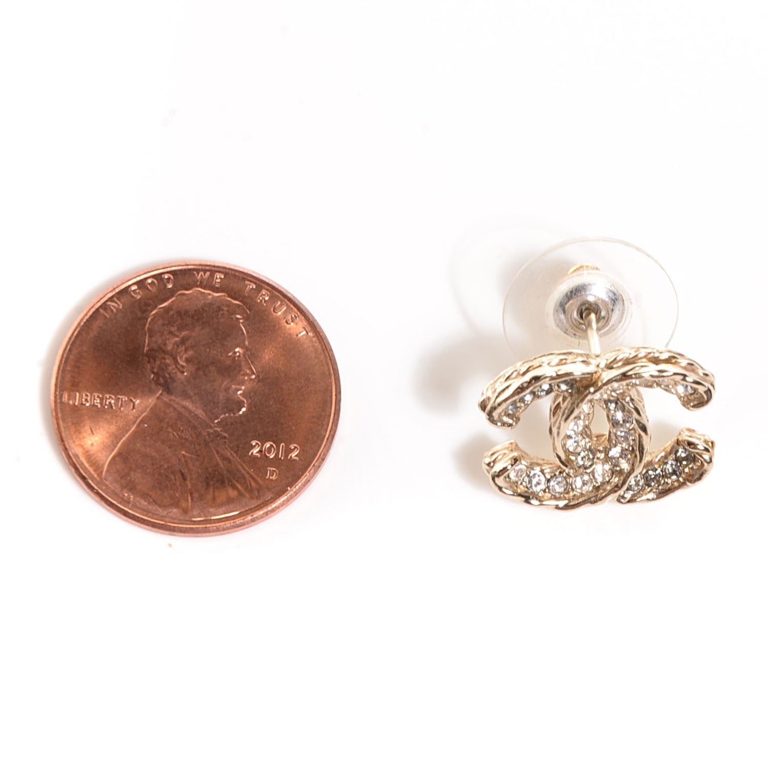 Chanel Crystal CC Earrings Gold 3 of 5