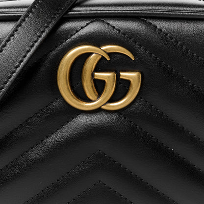 Gucci Calfskin Matelasse Mini GG Marmont Chain Shoulder Bag Black 9 of 11