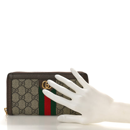 Gucci GG Supreme Monogram Web Ophidia Zip Around Wallet Brown 2 of 8