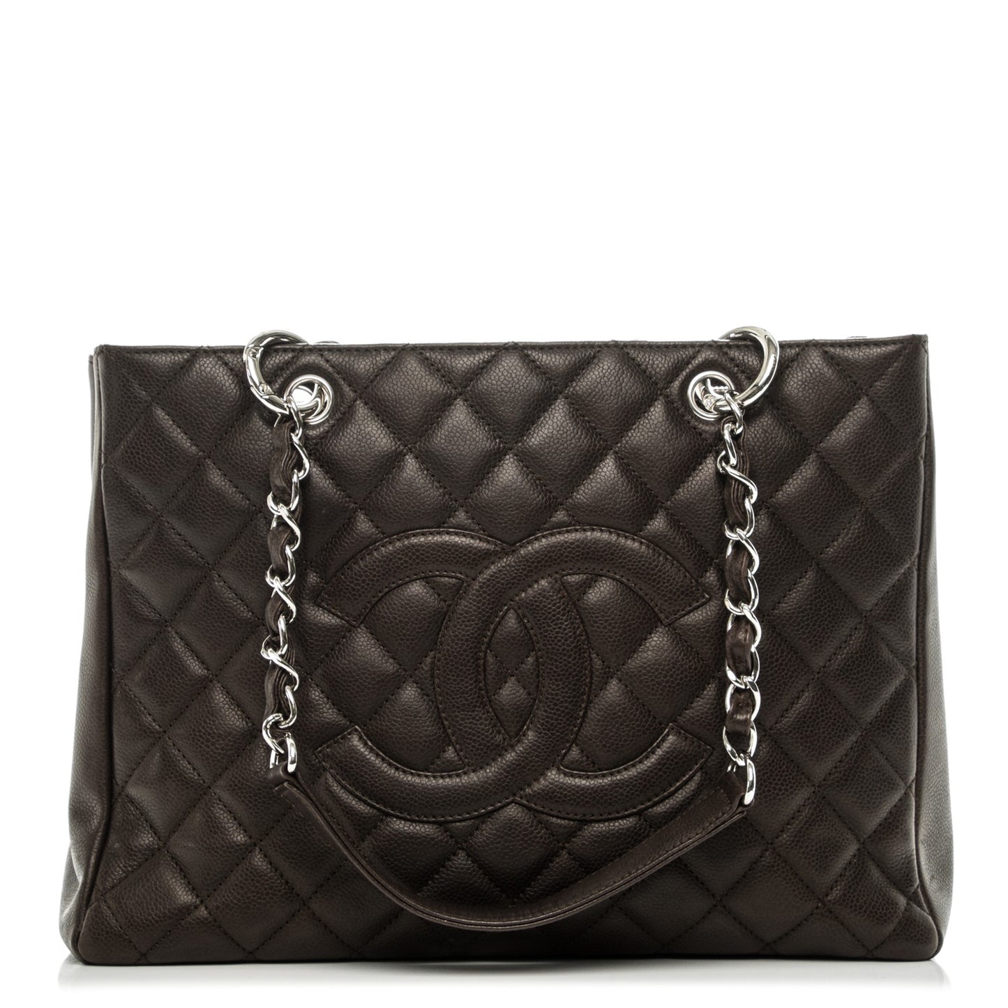 Caviar Quilted Grand Shopping Tote GST Brown