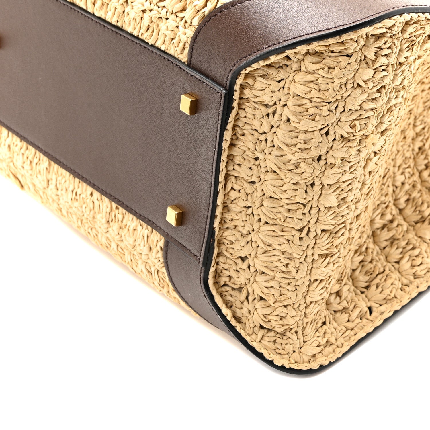 Valentino Garavani Raffia Calfskin Vlogo Tote Naturale Fondant 9 of 9
