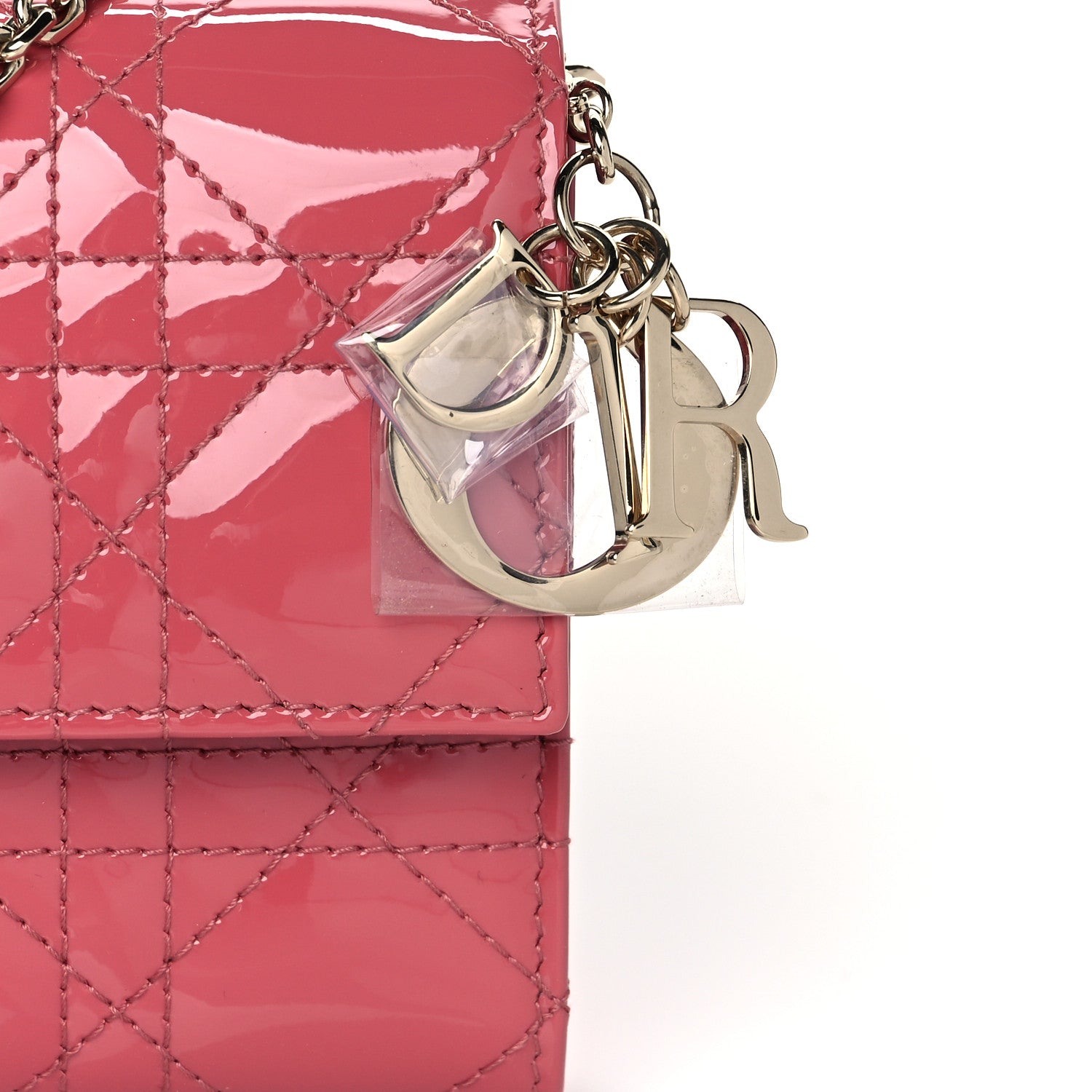 Christian Dior Patent Cannage Lady Dior Rendezvous Wallet On Chain Dusky Pink 7 of 10