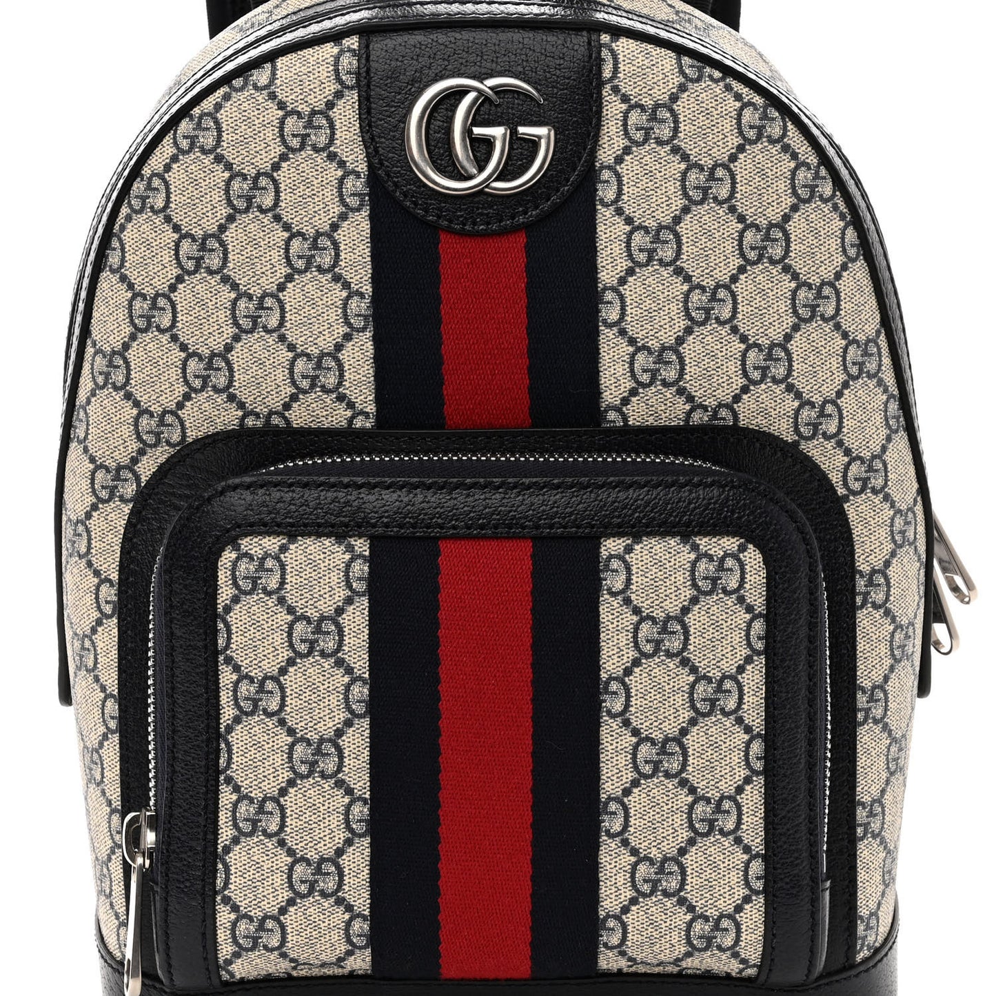 GG Supreme Monogram Textured Dollar Calfskin Web Small Ophidia Day Backpack Beige Blue Black
