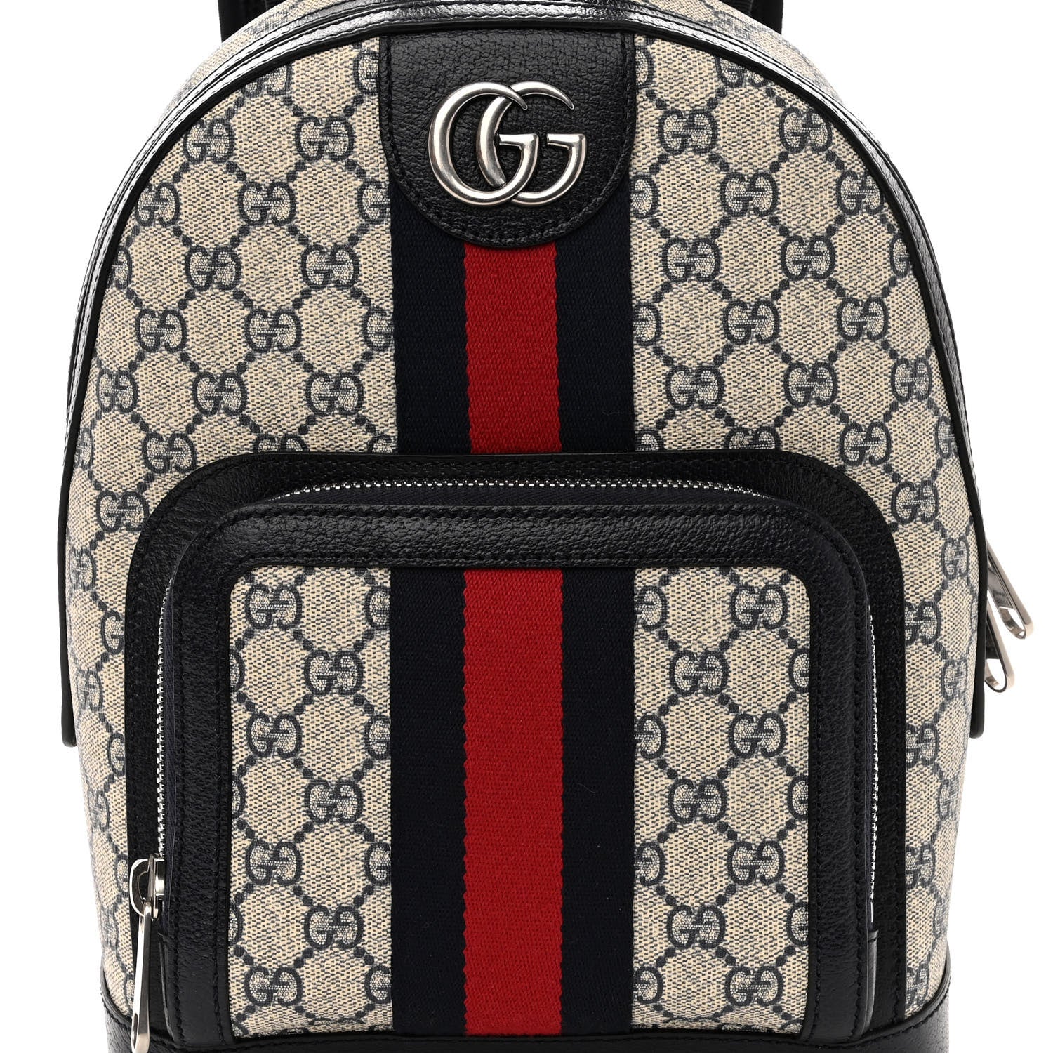 Gucci GG Supreme Monogram Textured Dollar Calfskin Web Small Ophidia Day Backpack Beige Blue Black 7 of 9