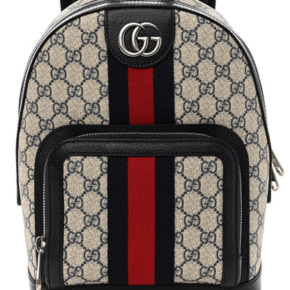 Gucci GG Supreme Monogram Textured Dollar Calfskin Web Small Ophidia Day Backpack Beige Blue Black 7 of 9