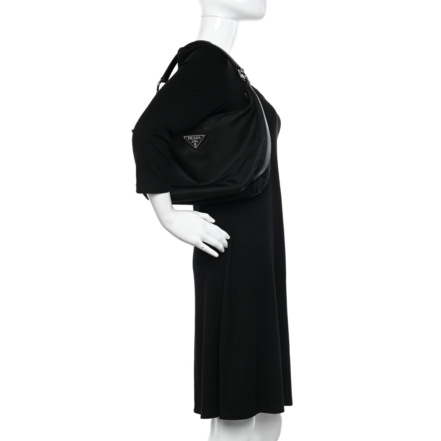 Tessuto Nylon Saffiano Sacca Shoulder Bag Black