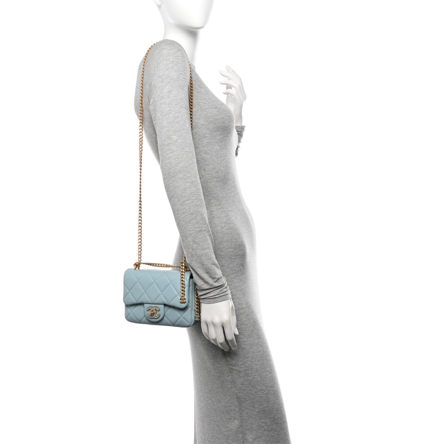 Chanel Lambskin Enamel Quilted Mini Pending CC Square Flap Light Blue 2 of 10