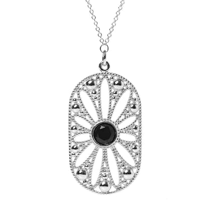Tiffany Sterling Silver Black Onyx Pearl Ziegfeld Daisy Pendant Necklace 4 of 7