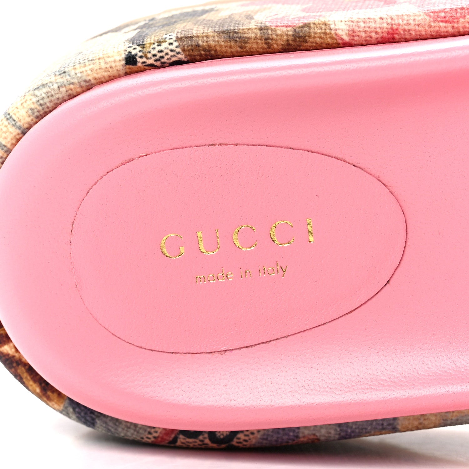 Gucci GG Supreme Monogram Water Flora Angelina Platform Slide Sandals 39.5 Beige Blue Multicolor 7 of 9