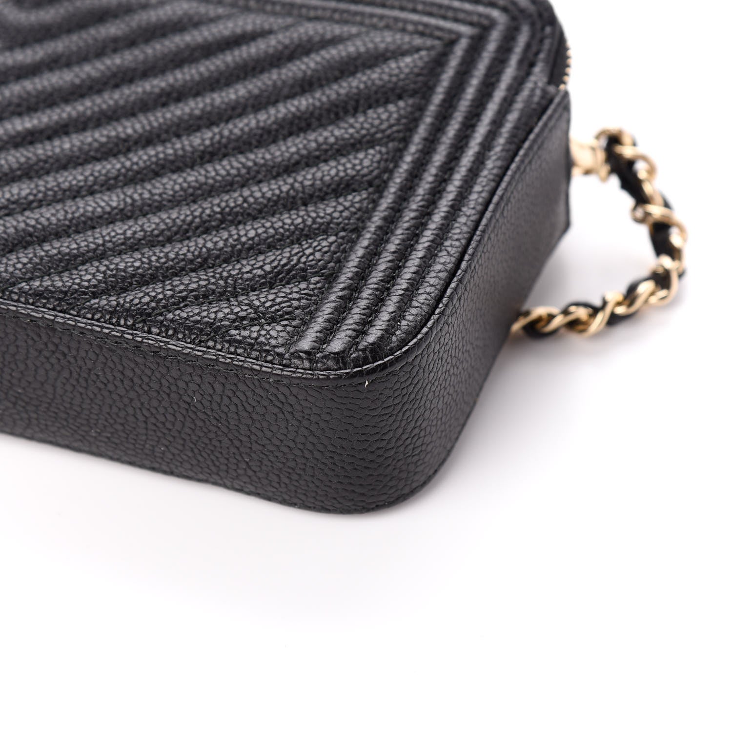 Chanel Caviar Chevron Small Boy Clutch With Chain Black 9 of 9