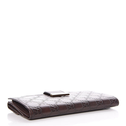 Gucci Guccissima Margaux Calfskin Icon Bar Continental Flap Wallet Chocolate 4 of 8