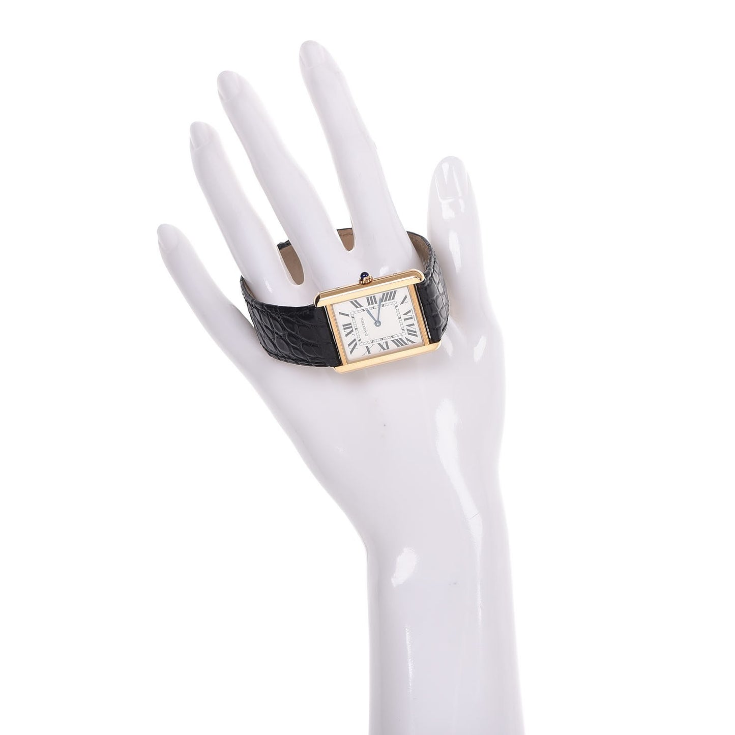 Stainless Steel 18K Yellow Gold Alligator 27mm Tank Solo Quartz Watch