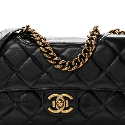 Chanel Glazed Calfskin Quilted Medium Perfect Edge Flap Black 9 of 13