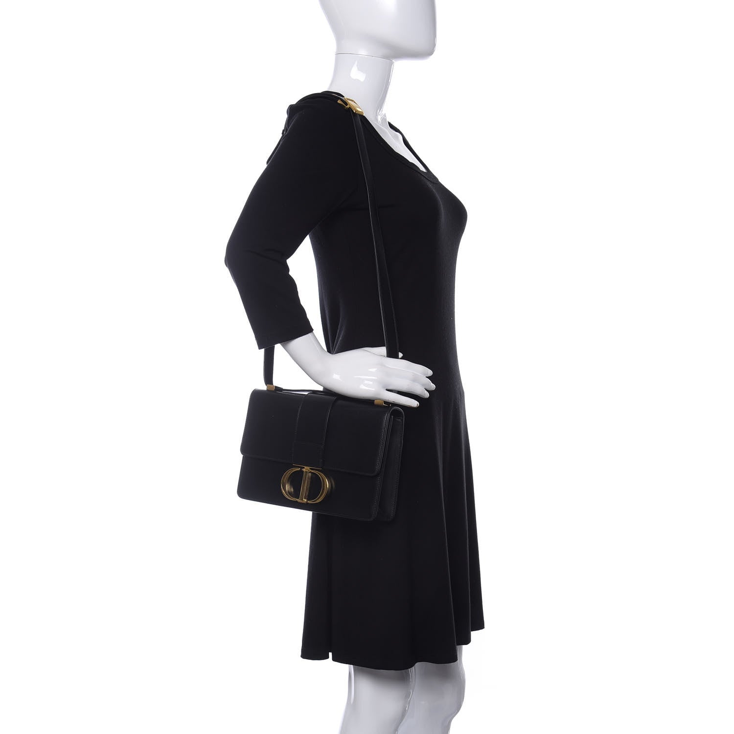 Christian Dior Smooth Calfskin 30 Montaigne Flap Bag Black 2 of 9